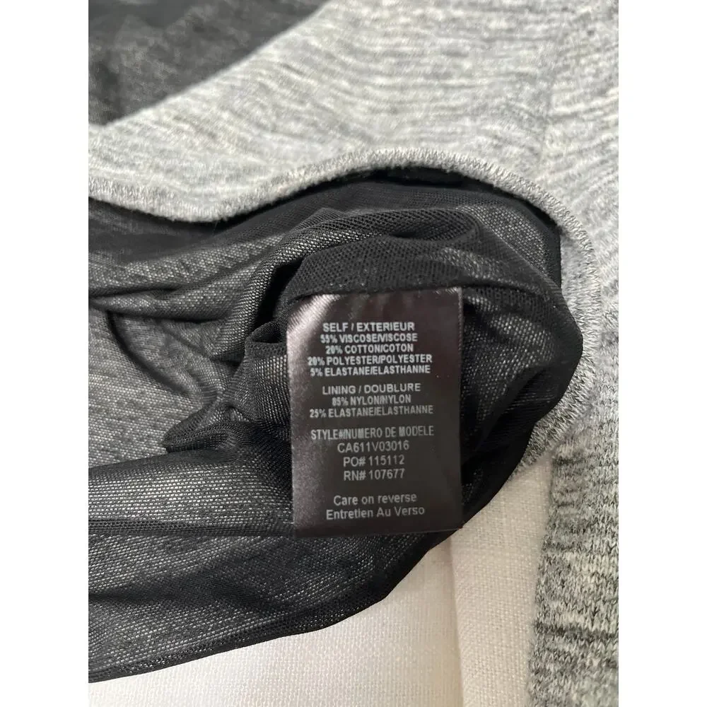 Alice + Olivia Jori Cropped Top Grey Long Sleeve V Neck Heathered Top Size 6
